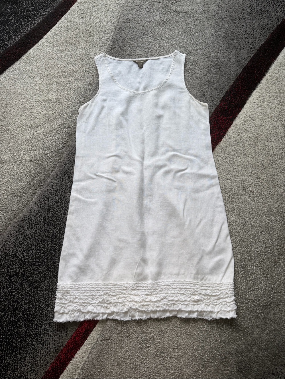 Tommy Bahama White Linen Ruffled Hem Shift Dress